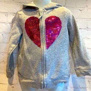 Carter's Reversible Heart Sequined Ash Gray Zip Hoodie